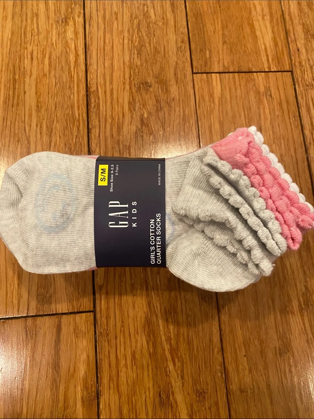 GAP Kids Girls Gray, Pink, striped,purple Ruffle Cuff Cotton Quarter Socks